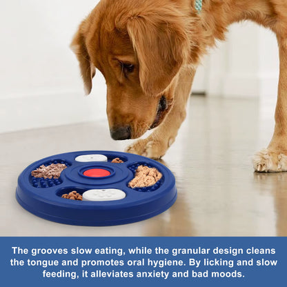 2026 New Eco-Friendly PP Turntable Pet Feeder Slow Feeding anti Choking IQ Training Plate for Dogs Cats Fast Eaters