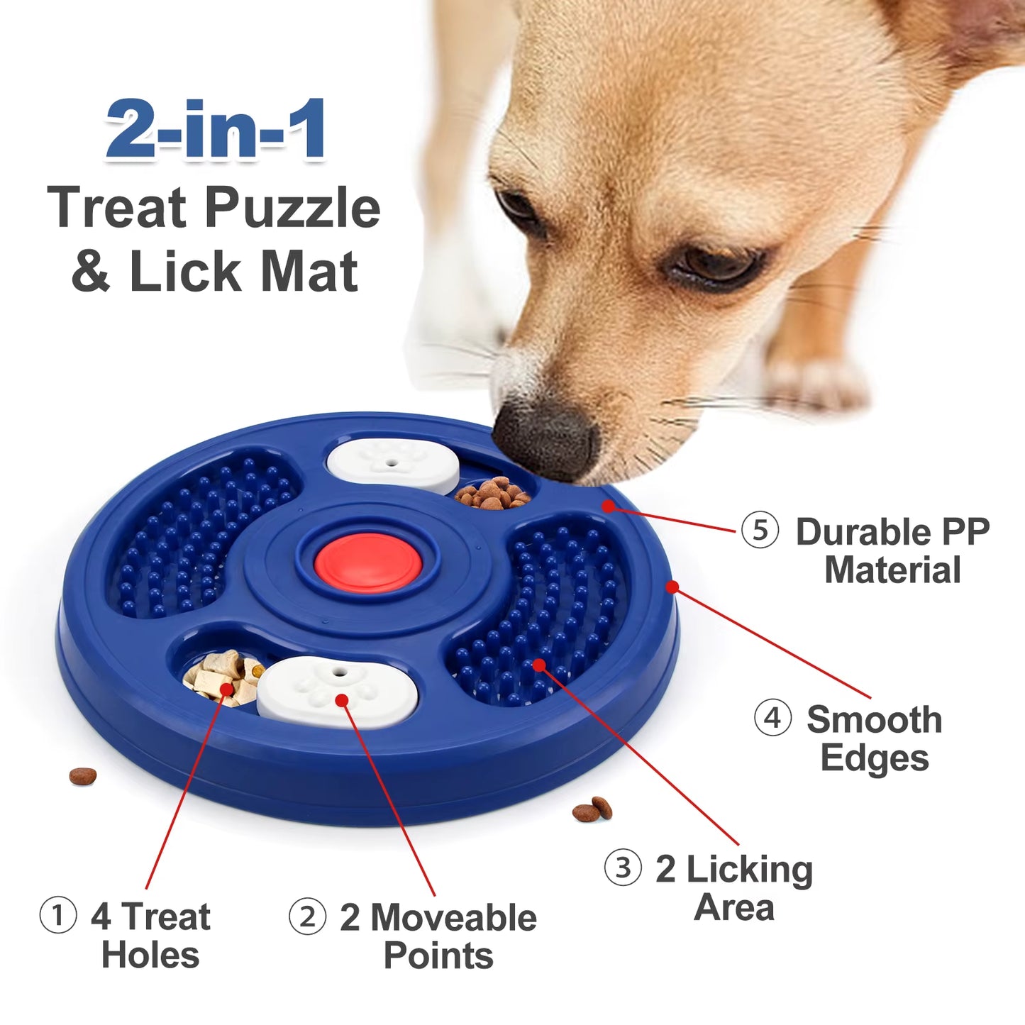 2026 New Eco-Friendly PP Turntable Pet Feeder Slow Feeding anti Choking IQ Training Plate for Dogs Cats Fast Eaters