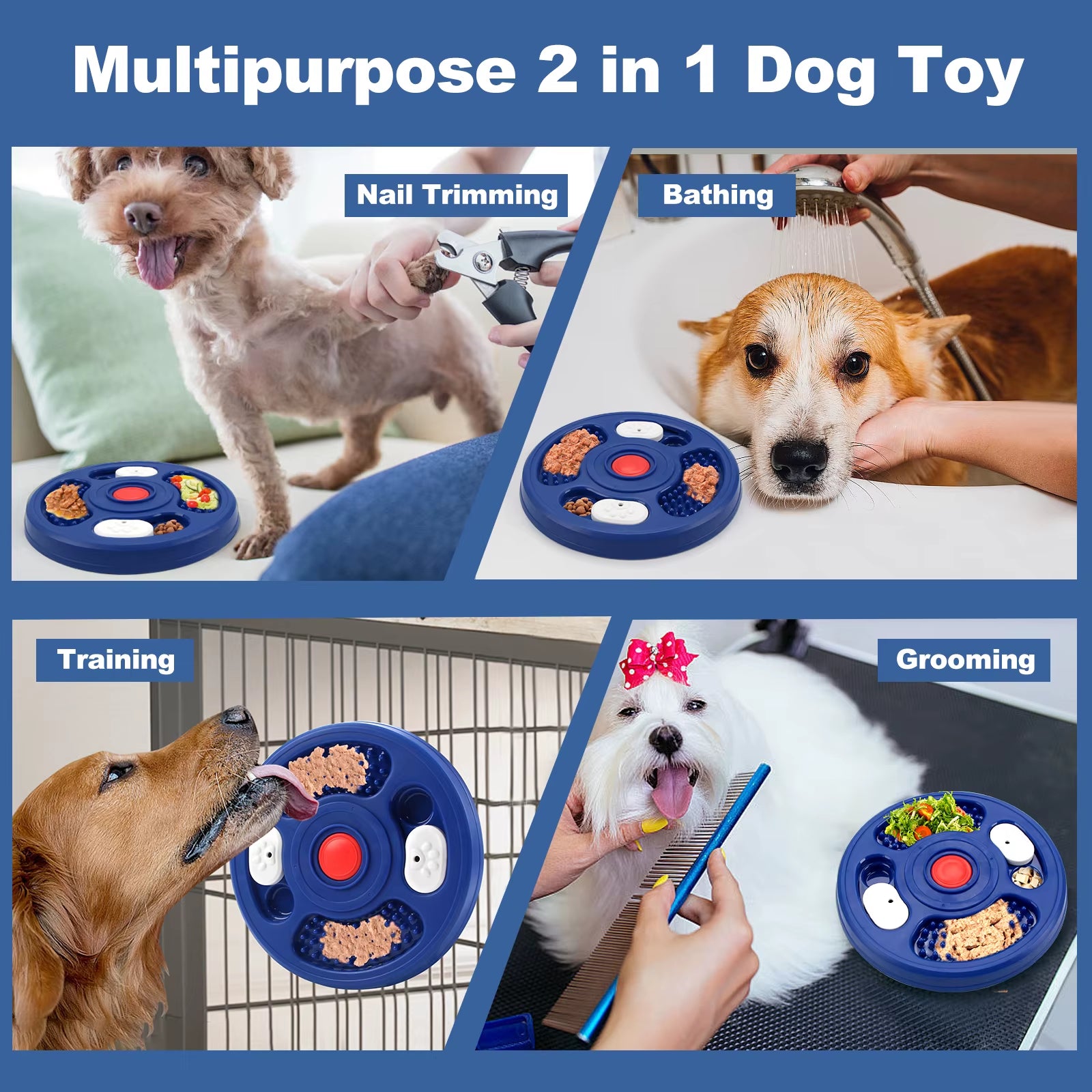 2026 New Eco-Friendly PP Turntable Pet Feeder Slow Feeding anti Choking IQ Training Plate for Dogs Cats Fast Eaters