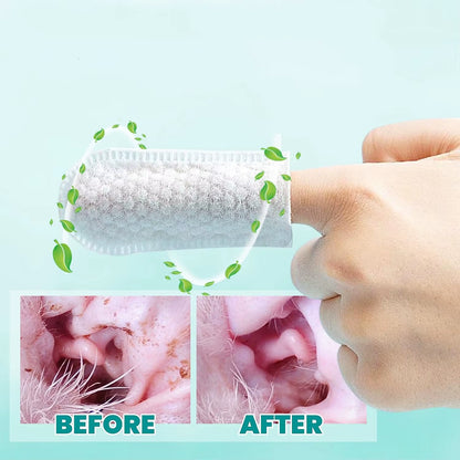 In Stock Pet Ear Teeth Cleaning Finger Wipes Household Gently Dog Dental Finger Wipes Safe Pet Cleansing Wet Tissue