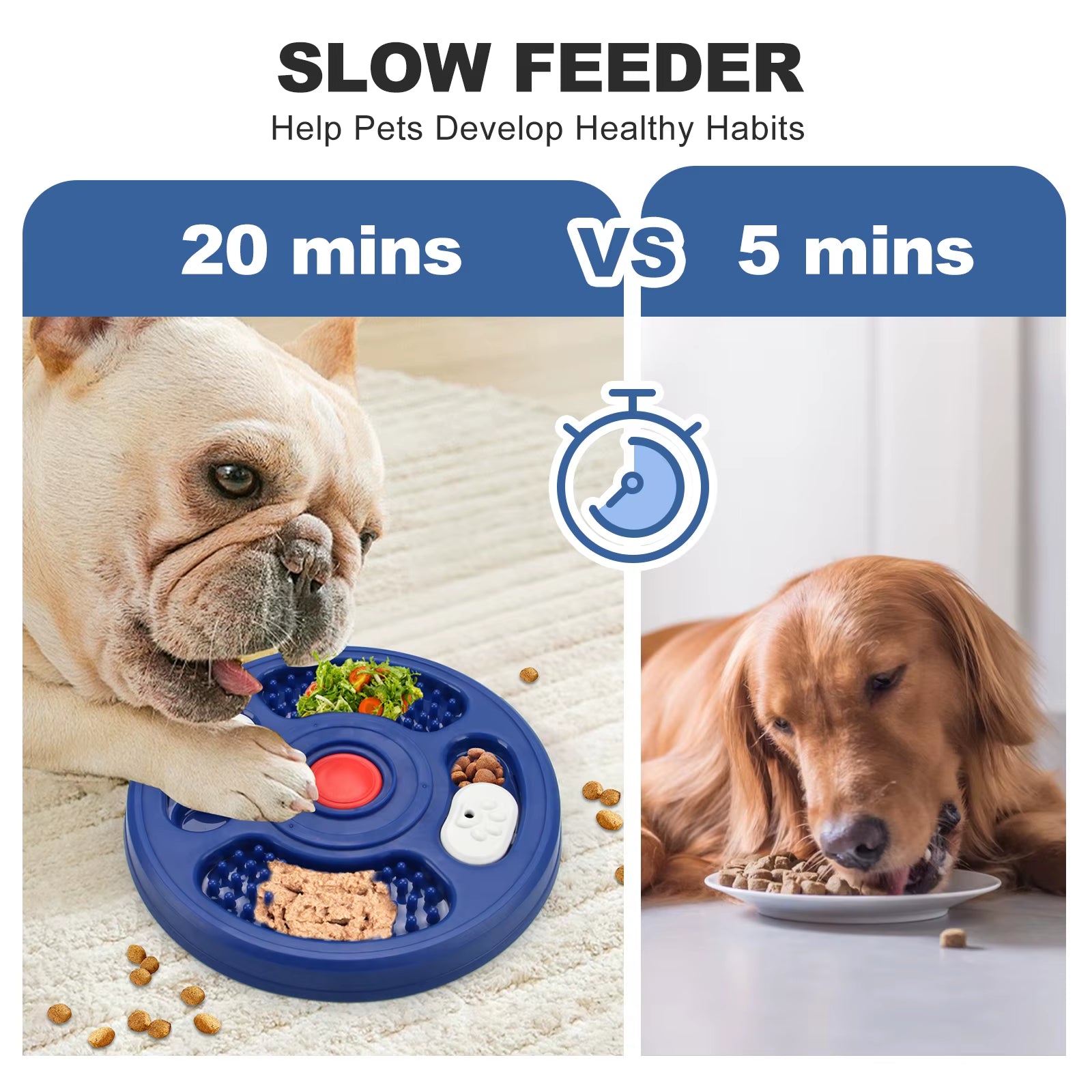 2026 New Eco-Friendly PP Turntable Pet Feeder Slow Feeding anti Choking IQ Training Plate for Dogs Cats Fast Eaters
