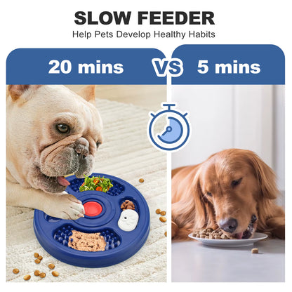2026 New Eco-Friendly PP Turntable Pet Feeder Slow Feeding anti Choking IQ Training Plate for Dogs Cats Fast Eaters