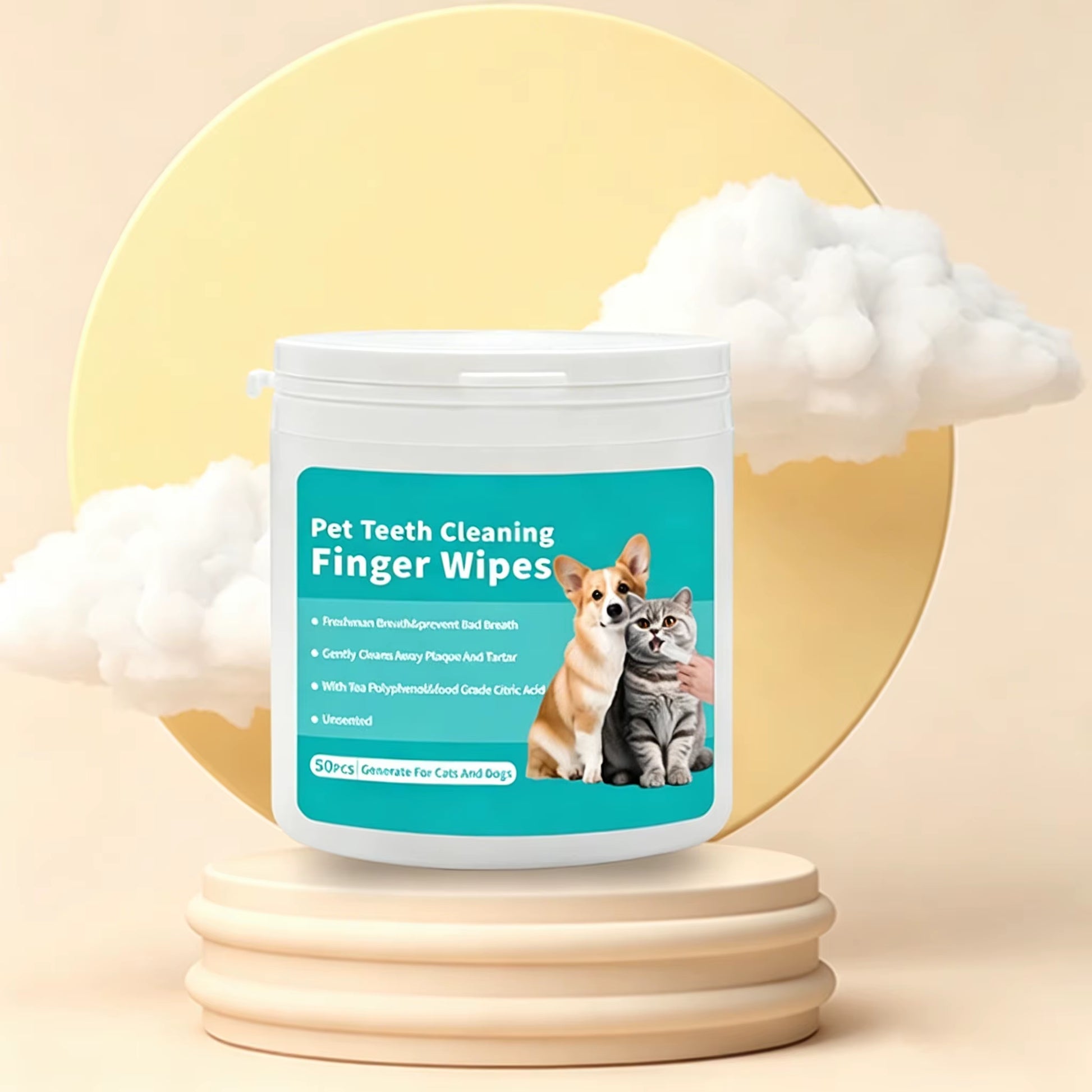 In Stock Pet Ear Teeth Cleaning Finger Wipes Household Gently Dog Dental Finger Wipes Safe Pet Cleansing Wet Tissue