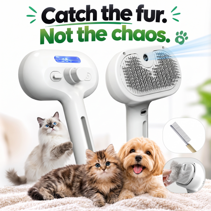 SteamPaws- Self-Cleaning 3-in-1 Steam Deshedding Brush for Cats & Dogs